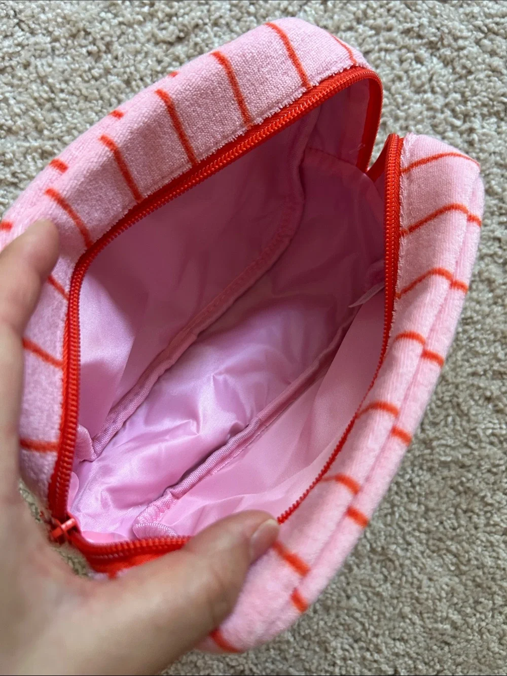 Terry pink makeup bag